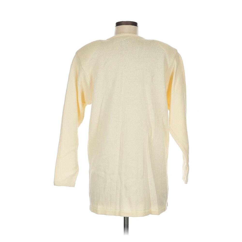 VTG Nordstrom Merino Wool Cream Embroidered Clock Patches V Neck Cardigan S - Picture 2 of 4